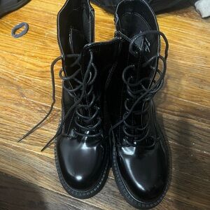 Black Lace-Up Ankle Boots